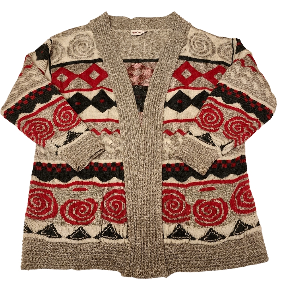 TanJay Gray Big Oversized Cozy Cardigan Sweater Size M